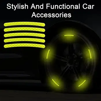 20ШТ Универсальная светоотражающая наклейка на ступицу колеса с радужной флуоресценцией, светящаяся лента в полоску, наклейки для автомобилей и мотоциклов, безопасность ночного вождения