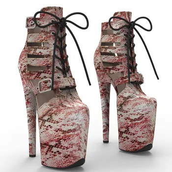 LAIJIANJINXIA/ Новые Модные Женские Современные ботинки с искусственным верхом 20 см/8 дюймов Для танцев на шесте На высоком каблуке и платформе 835