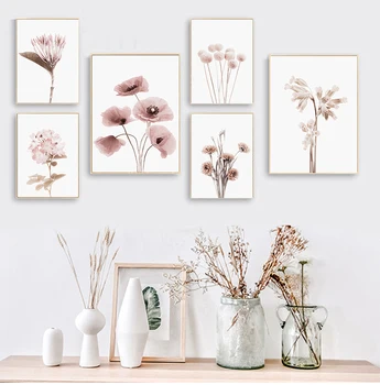Галерея плакатов и принтов с ботаническими цветами, настенное искусство, живопись на холсте, настенные панно с растениями для домашнего декора гостиной