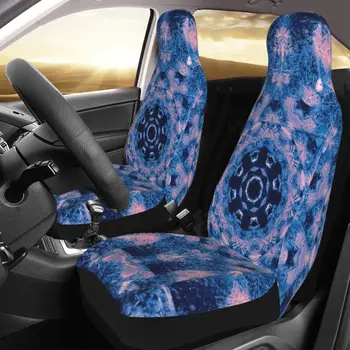Готический розово-голубой витраж с мандалой и мозаичным крестом, чехол для автомобильного сиденья, аксессуары для защиты передней части, набор подушек