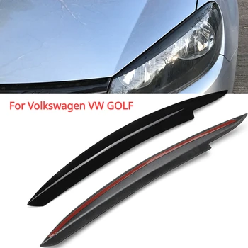 Для Volkswagen GOLF 6 Автомобильная Фара Накладка для век и Бровей VI MK6 GTI GTR 2008 2009 2010 2011-2013 Глянцевый Черный ABS Пластик
