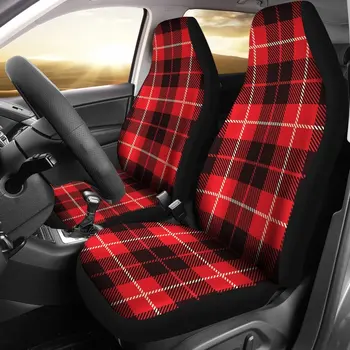 Шотландские пледы Tartan Scottish Royal Stewart Red, чехлы для автомобильных сидений, комплект из 2 предметов, автомобильные аксессуары, автомобильные коврики